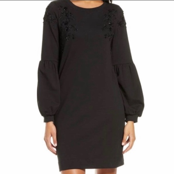 Lilly Pulitzer Dresses & Skirts - Lilly Pulitzer Embellished Bartlett Sweatshirt Dress Onyx Black Bead Sequin SM